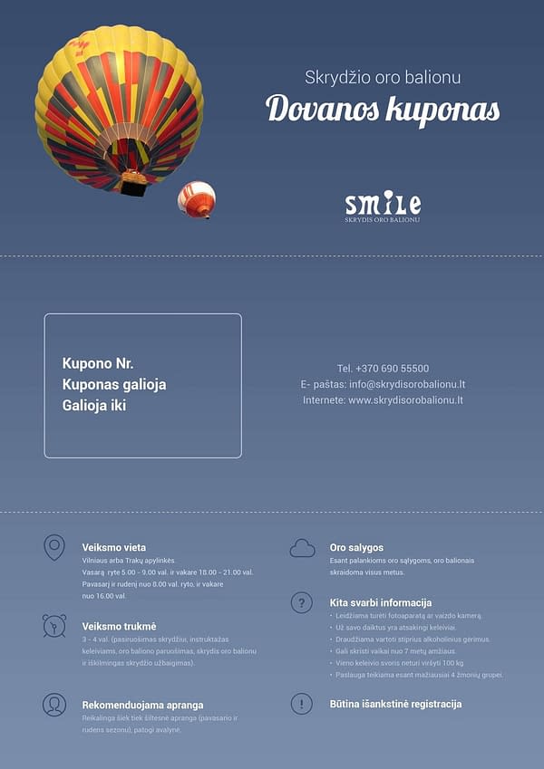 Padovanok skrydį oro balionu – Vilniuje – Trakuose | SMILE BALLOONS